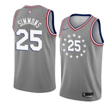 NBA Men Philadelphia 76ers Grey City #25 SIMMONS Jersey High Quality Name and Number Print