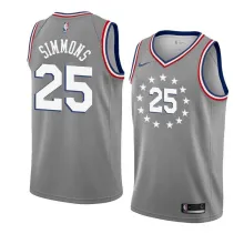NBA Men Philadelphia 76ers Grey City #25 SIMMONS Jersey High Quality Name and Number Print