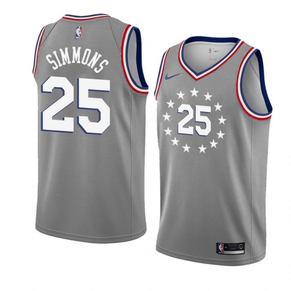 NBA Men Philadelphia 76ers Grey City #25 SIMMONS Jersey High Quality Name and Number Print