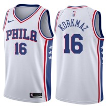 NBA Men Philadelphia 76ers White #16 KORKMAZ Jersey High Quality Name and Number Print