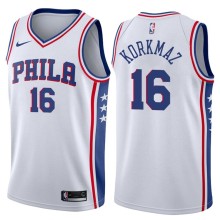 NBA Men Philadelphia 76ers White #16 KORKMAZ Jersey High Quality Name and Number Print