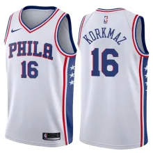 NBA Men Philadelphia 76ers White #16 KORKMAZ Jersey High Quality Name and Number Print