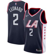 NBA Men Los Angeles Clippers Dark Blue City #2 LEONARD Jersey High Quality Name and Number Print