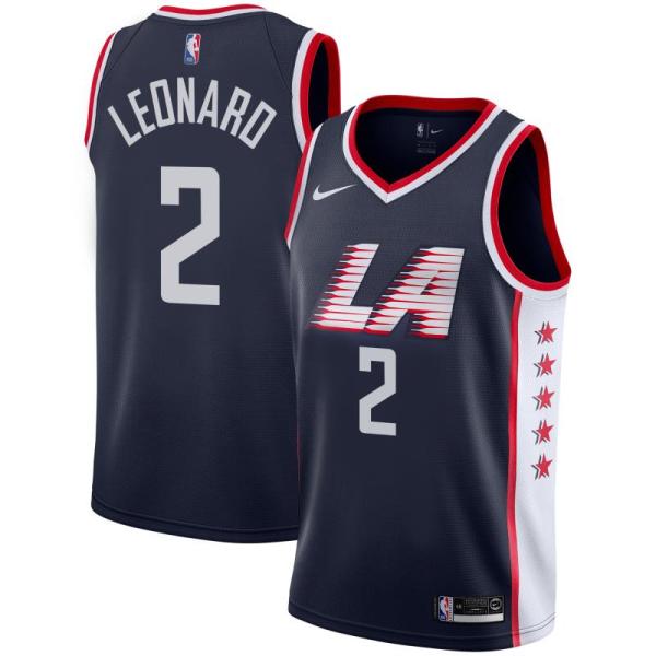 NBA Men Los Angeles Clippers Dark Blue City #2 LEONARD Jersey High Quality Name and Number Print