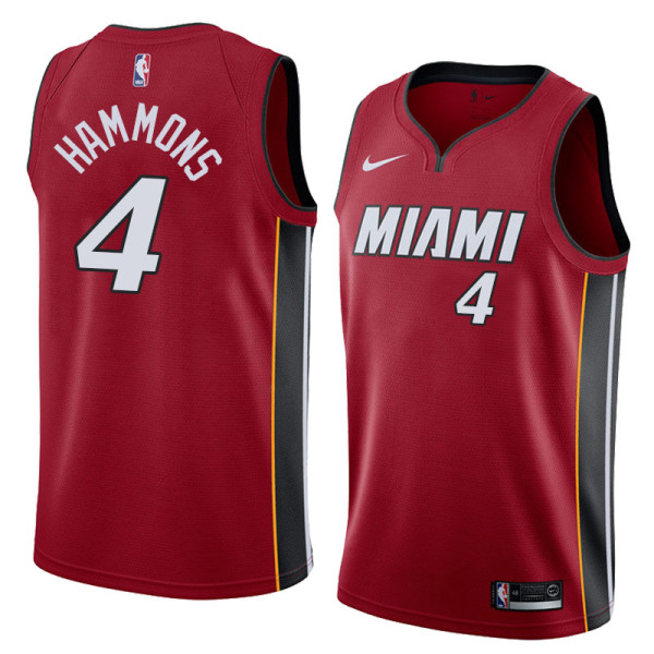 NBA Men Miami Heat Red #4 HAMMONS Jersey High Quality Name and Number Print