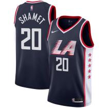 NBA Men Los Angeles Clippers Dark Blue City #20 SHAMET Jersey High Quality Name and Number Print