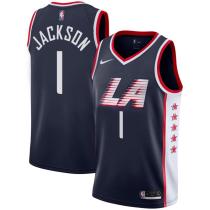 NBA Men Los Angeles Clippers Dark Blue City #1 JACKSON Jersey High Quality Name and Number Print