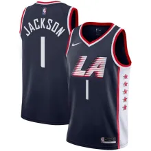 NBA Men Los Angeles Clippers Dark Blue City #1 JACKSON Jersey High Quality Name and Number Print