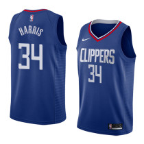 NBA Men Los Angeles Clippers Blue #34 HARRIS Jersey High Quality Name and Number Print