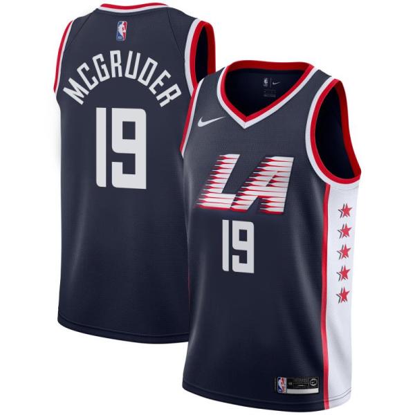 NBA Men Los Angeles Clippers Dark Blue City #19 McGRUDER Jersey High Quality Name and Number Print
