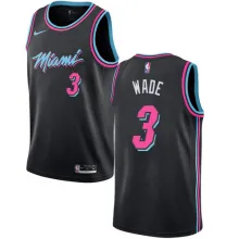 NBA Men Miami Heat Black City #3 WADE Jersey High Quality Name and Number Print