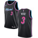 NBA Men Miami Heat Black City #3 WADE Jersey High Quality Name and Number Print