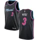 NBA Men Miami Heat Black City #3 WADE Jersey High Quality Name and Number Print