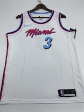 NBA Men Miami Heat White City #3 WADE Jersey High Quality Name and Number Print