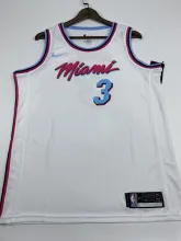 NBA Men Miami Heat White City #3 WADE Jersey High Quality Name and Number Print