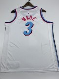 NBA Men Miami Heat White City #3 WADE Jersey High Quality Name and Number Print