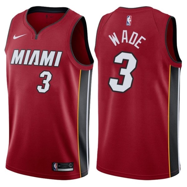 NBA Men Miami Heat Red #3 WADE Jersey High Quality Name and Number Print