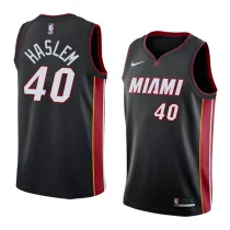 NBA Men Miami Heat Black #40 HASLEM Jersey High Quality Name and Number Print