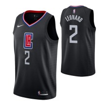NBA Men Los Angeles Clippers Black #2 LEONARD Jersey High Quality Name and Number Print
