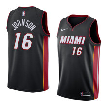 NBA Men Miami Heat Black #16 JOHNSON Jersey High Quality Name and Number Print