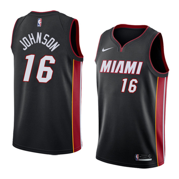 NBA Men Miami Heat Black #16 JOHNSON Jersey High Quality Name and Number Print