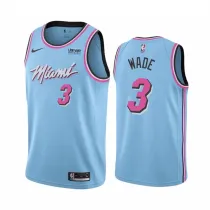 NBA Men Miami Heat Blue City #3 WADE Jersey High Quality Name and Number Print