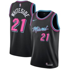 NBA Men Miami Heat Black City #21 WHITESIDE Jersey High Quality Name and Number Print