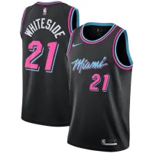 NBA Men Miami Heat Black City #21 WHITESIDE Jersey High Quality Name and Number Print