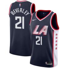 NBA Men Los Angeles Clippers Dark Blue City #21 BEVERLEY Jersey High Quality Name and Number Print