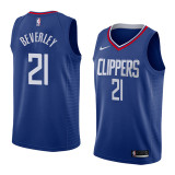 NBA Men Los Angeles Clippers Blue #21 BEVERLEY Jersey High Quality Name and Number Print