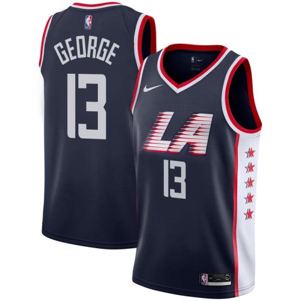 NBA Men Los Angeles Clippers Dark Blue City #13 GEORGE Jersey High Quality Name and Number Print