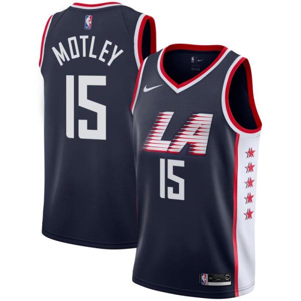 NBA Men Los Angeles Clippers Dark Blue City #15 MOTLEY Jersey High Quality Name and Number Print