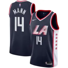 NBA Men Los Angeles Clippers Dark Blue City #14 MANN Jersey High Quality Name and Number Print