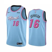 NBA Men Miami Heat Blue City #16 JOHNSON Jersey High Quality Name and Number Print