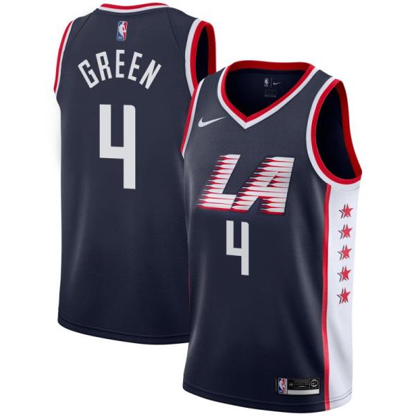NBA Men Los Angeles Clippers Dark Blue City #4 GREEN Jersey High Quality Name and Number Print