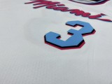 NBA Men Miami Heat White City #3 WADE Jersey High Quality Name and Number Print