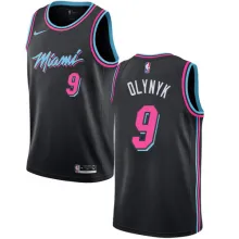 NBA Men Miami Heat Black City #9 OLYNYK Jersey High Quality Name and Number Print