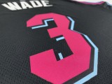 NBA Men Miami Heat Black City #3 WADE Jersey High Quality Name and Number Print