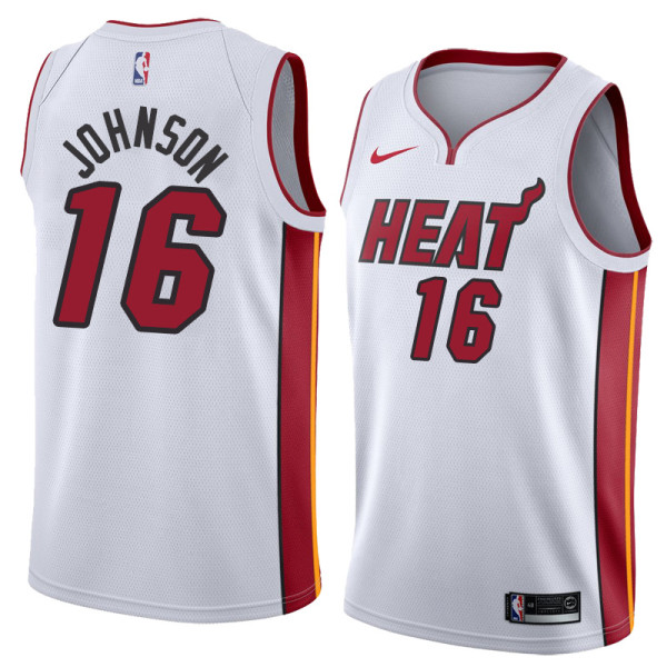 NBA Men Miami Heat White #16 JOHNSON Jersey High Quality Name and Number Print