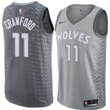 NBA Men Minnesota Timberwolves Grey City #11 CRAWFORD Jersey High Quality Name and Number Print