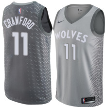 NBA Men Minnesota Timberwolves Grey City #11 CRAWFORD Jersey High Quality Name and Number Print