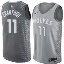NBA Men Minnesota Timberwolves Grey City #11 CRAWFORD Jersey High Quality Name and Number Print