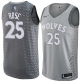 NBA Men Minnesota Timberwolves Grey City #25 ROSE Jersey High Quality Name and Number Print