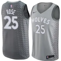 NBA Men Minnesota Timberwolves Grey City #25 ROSE Jersey High Quality Name and Number Print