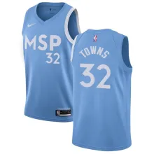 NBA Men Minnesota Timberwolves Light Blue City #32 TOWNS Jersey High Quality Name and Number Print