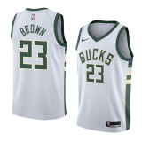 NBA Men Milwaukee Bucks White #23 BROWN Jersey High Quality Name and Number Print