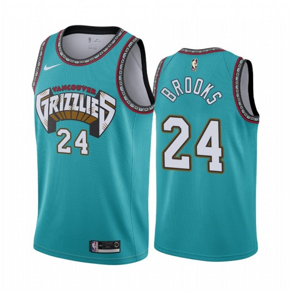 NBA Men Memphis Grizzlies Retro Green #24 BROOKS Jersey High Quality Name and Number Print