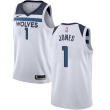 NBA Men Minnesota Timberwolves White #1 JONES Jersey High Quality Name and Number Print