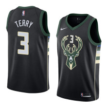 NBA Men Milwaukee Bucks Black #3 TERRY Jersey High Quality Name and Number Print