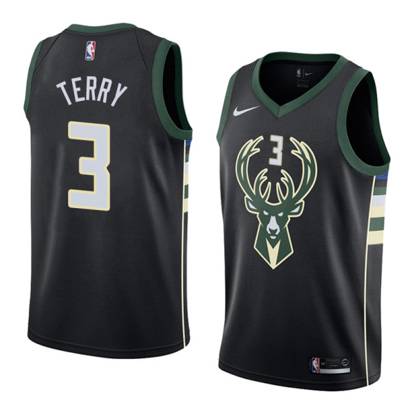NBA Men Milwaukee Bucks Black #3 TERRY Jersey High Quality Name and Number Print